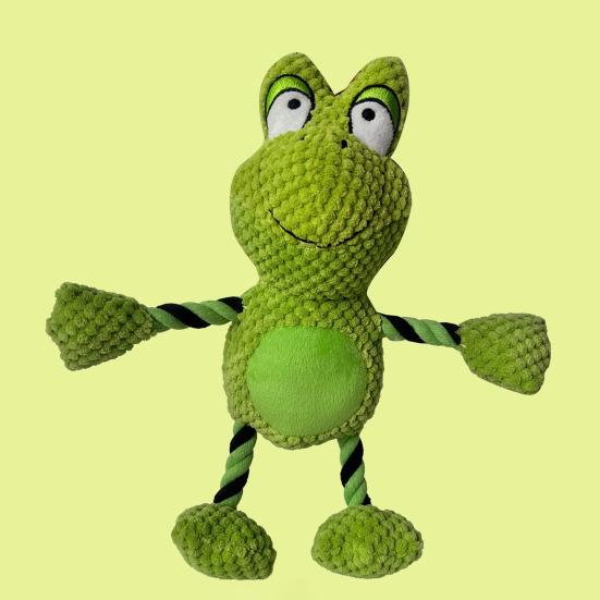 Pet Toy Cartoon Duck Frog Design Dog Chew Toy with Sound Feature Bite-Resistant Tug-of-War Interactive Teeth Grinding Dog Toy