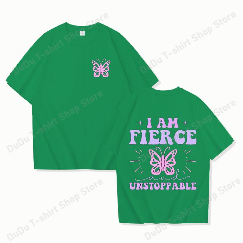 

Funny I Am Fierce Unstoppable Print TShirt Women Loose Short Sleeve Round Neck Top Female Casual Shirt Tees 4XL