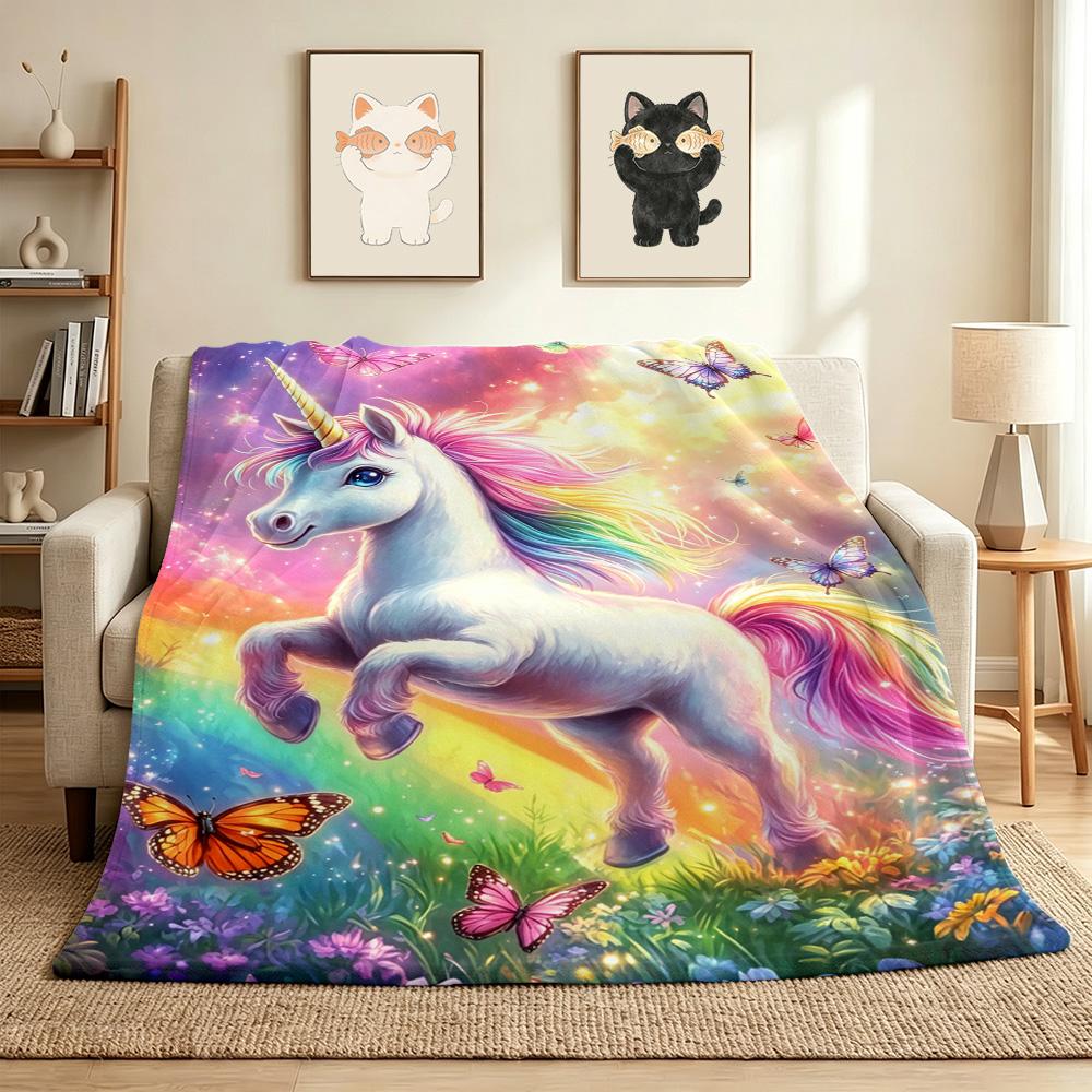 Rainbow Unicorn Flannel Blanket Throw Blanket Soft Warm Sofa Bed Camping home Decor Unique Christmas Gift C9261866