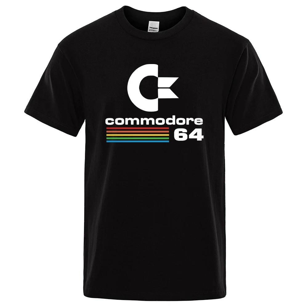 Loose Men T-shirts Summer Commodore 64 Print T Shirt C64 SID Amiga Retro Cool Design Street Short Sleeve Top Tee Cotton 62453... S разноцветный