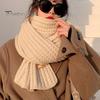 Solid Color Wrap Women Scarf Thickened Warm Autumn Winter Versatile Comfortable Knitting Long Fashion Accessory