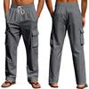 Men's new four seasons thin section breathable workwear multi-pocket loose casual trend wide-leg trousers