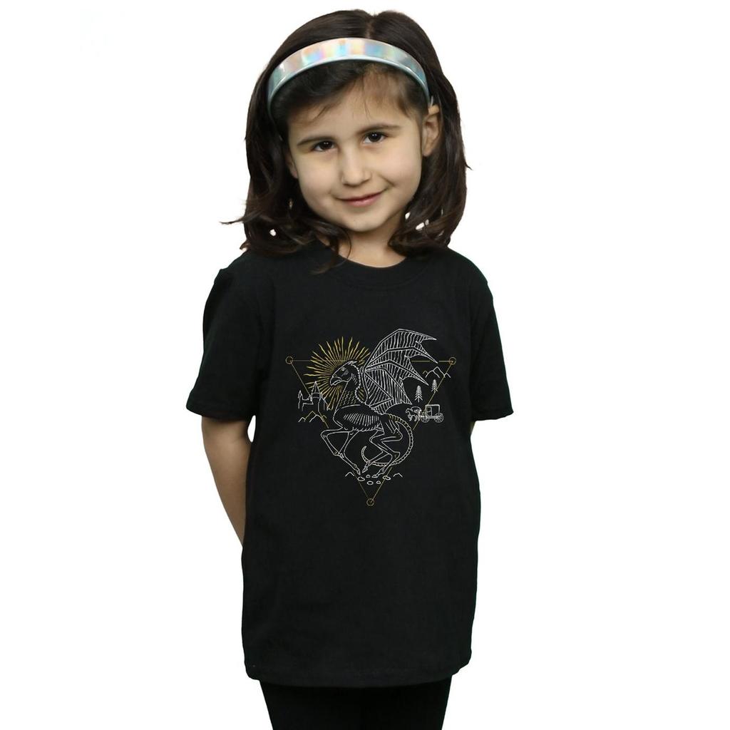 HARRY POTTER Girls Thestral Line Art Cotton T-Shirt