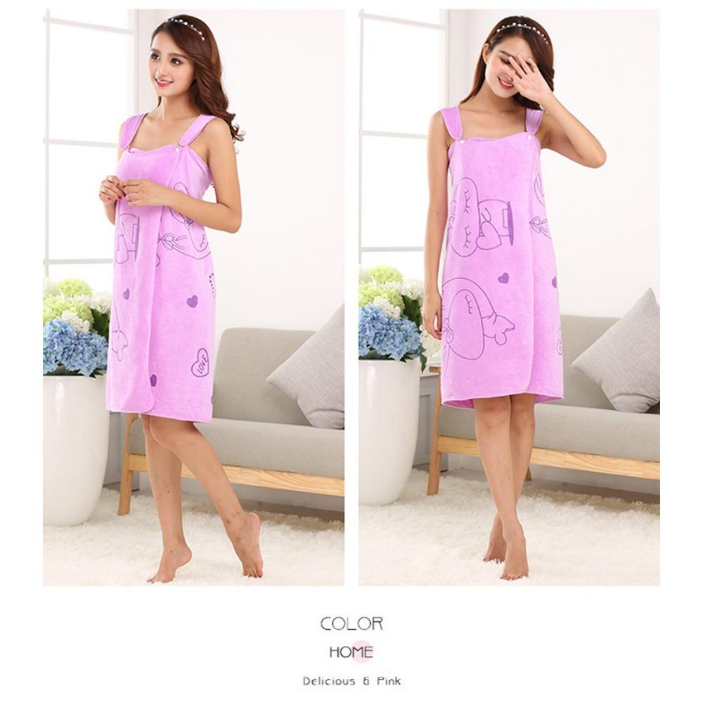 Variety of Wearable Bath Towels Beauty Salons Microfiber Cartoon Printing Women's Suspenders Bath Skirts, Foreign Trade Beach Towels