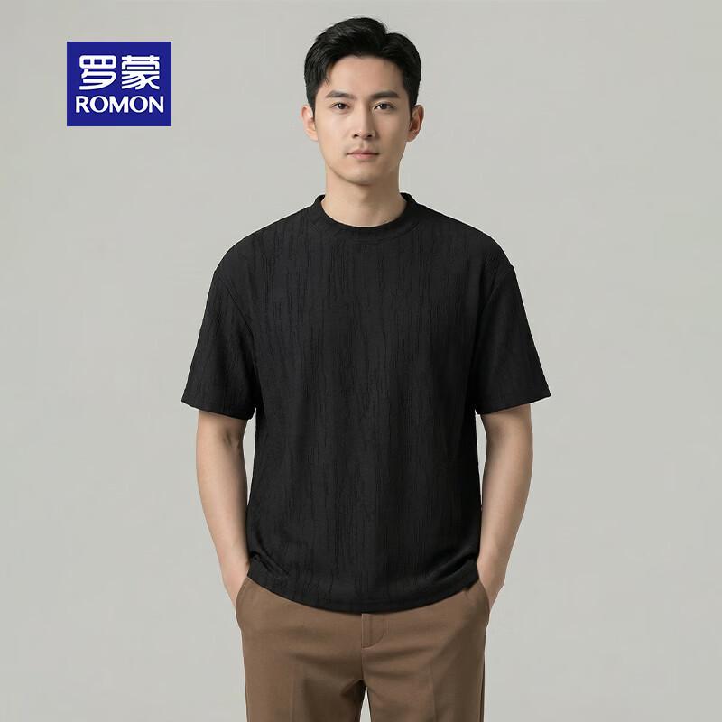 ROMON Men's Jacquard Knit Short Sleeve T-Shirt