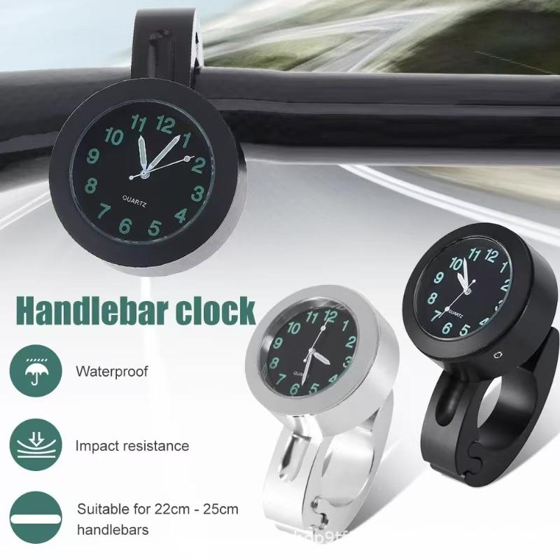 Universal Motorcycle Handlebar Mounted Clock Waterproof Night Vision Light 1PC for Outdoor Cycling Commute Trip Accessories