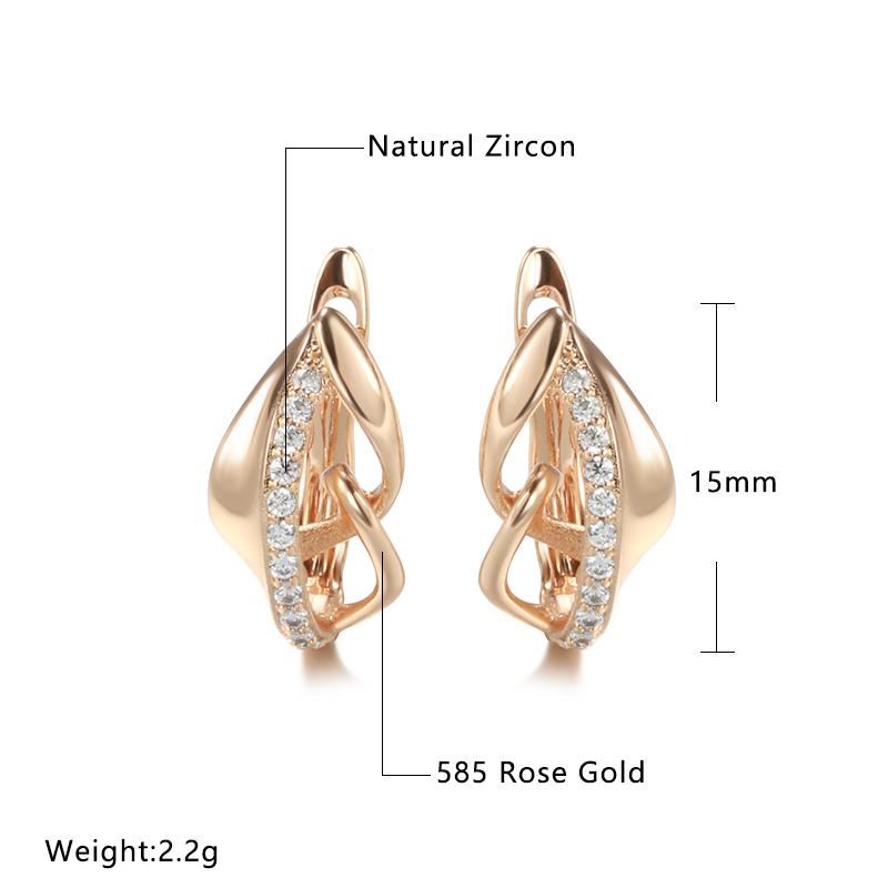 New Unusual Earrings  Rose Gold Micro Wax Inlay Natural Zircon Women Earrings Fashion Party Wedding Jewelry