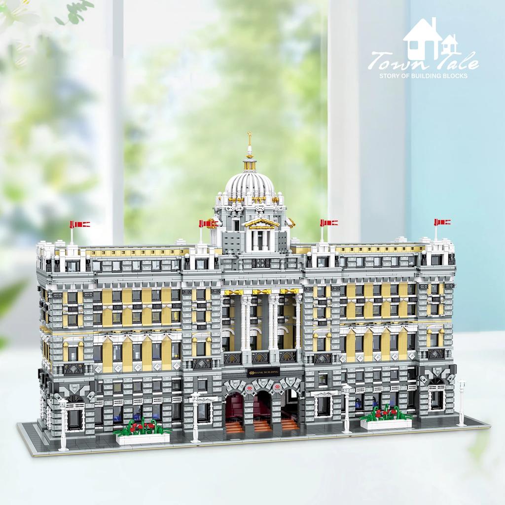 10423PCS Classical Bank Building Blocks MOC Bank Street View Model Bricks Desktop Decoration Diy Toys For Kids Holiday Gifts