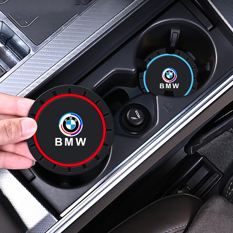 2pcs Car Water Cup Pad Car Coaster Anti-Slip Drink Holder Interior Mat For BMW 50th Anniversary E39 E46 E90 E60 F10 F11 F20 F30 WE5