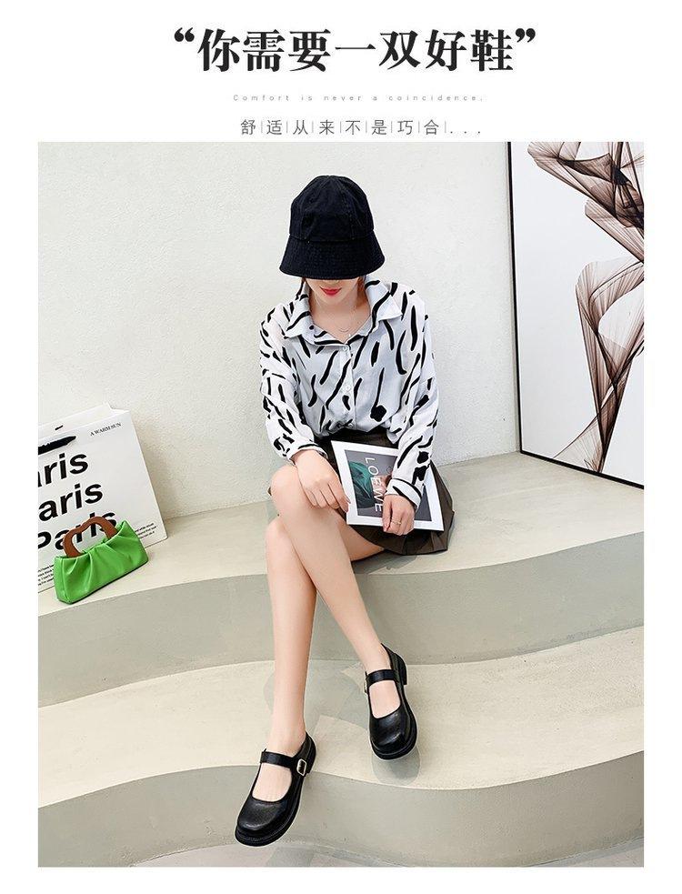 jk Mary Jane shoes women's 2025 autumn new shallow single shoes British style black low-heeled round head flat-soled small leather shoes