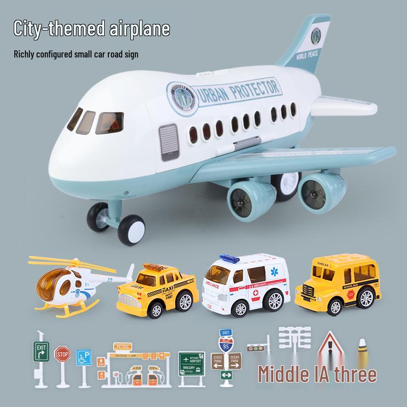 Extra Large Inertial Toy Airplane with Storage, Lights & Music - Educational Toy Set for Kids