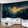Cielo stellato, luna luminosa, decorazione murale notturna, arazzo, appendiabiti da parete per la casa, cartone animato, hippie, poster di sfondo artistico psichedelico