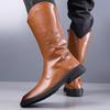 Men’s Motorcycle Boots Western Boots Black Jockey Boots Casual Street Style Cool Brown High Boots Plus Size