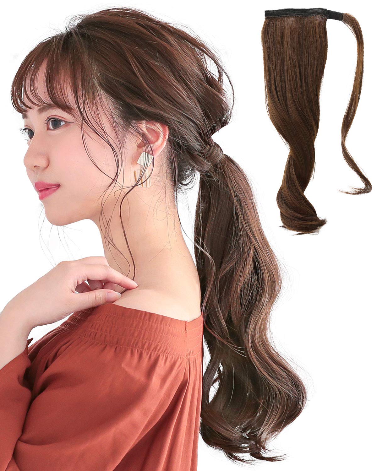 

AQUADOLL Ponytail Wig, Medium Curl, Magic Ponytail with Velcro, Ponytail Arrangement, Point Wig, NBR. Natural Brown, wgt807-A-NBR