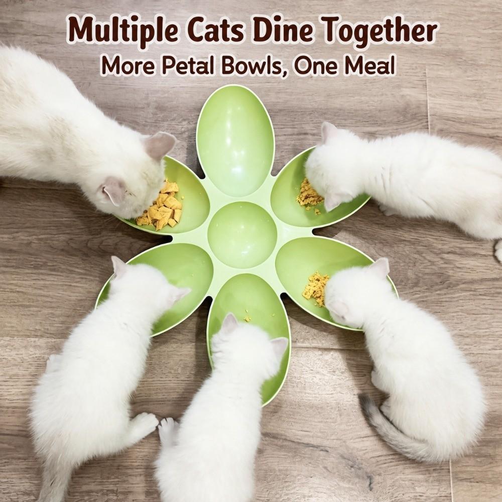 Multi-Compartment Cat Food Bowl 6-Petal Flower Feeding Dish Upgrade Pet Food Bowl  Cat Dog