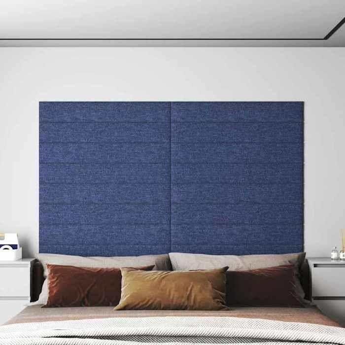 VidaXL Panneaux muraux 12 pcs Bleu 90x15 cm Tissu 1,62 m² 343882