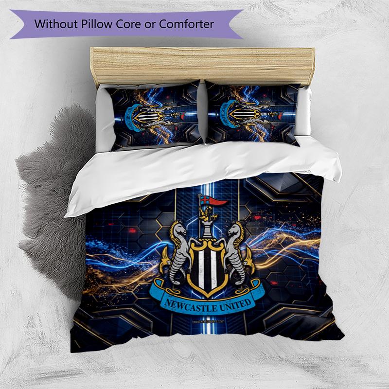 Set Lenzuola Stampato Newcastle United Football 3 Pezzi, Comodo Set Copripiumino per Camera da Letto Amico della Pelle
