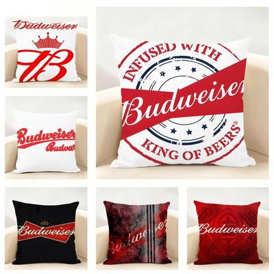 Beer Brand B-Budweiser B-Budvar Czech Cushion Cover Linen Pillowcase Soft For Sofa Bed Home Room Decor