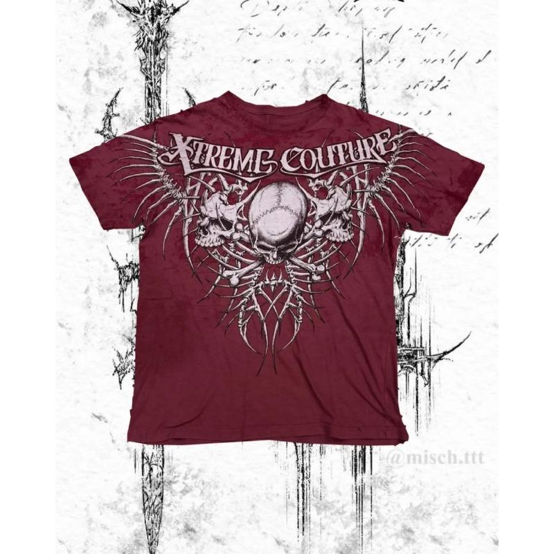European and American men's summer Gothic letter bone wing skull print soft and breathable round neck T-shirt outdoor street top