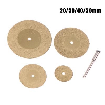 5Pcs 20/30/40/50Mm Diamond Cutting Disc For Rotary Tools Tin Coated Circular Saw Blade For Cutting Gemstone Glass Ceramic
