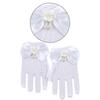 Bowknot Flower Lace Gloves for Girls Comfortable Short Gloves for School Girl Dancing Parties and Formal Occasion Wear