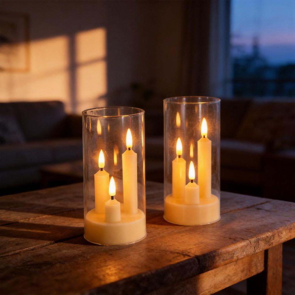 Led Acrylic Candle Set With Remote Control For Wedding Party Event Decor
