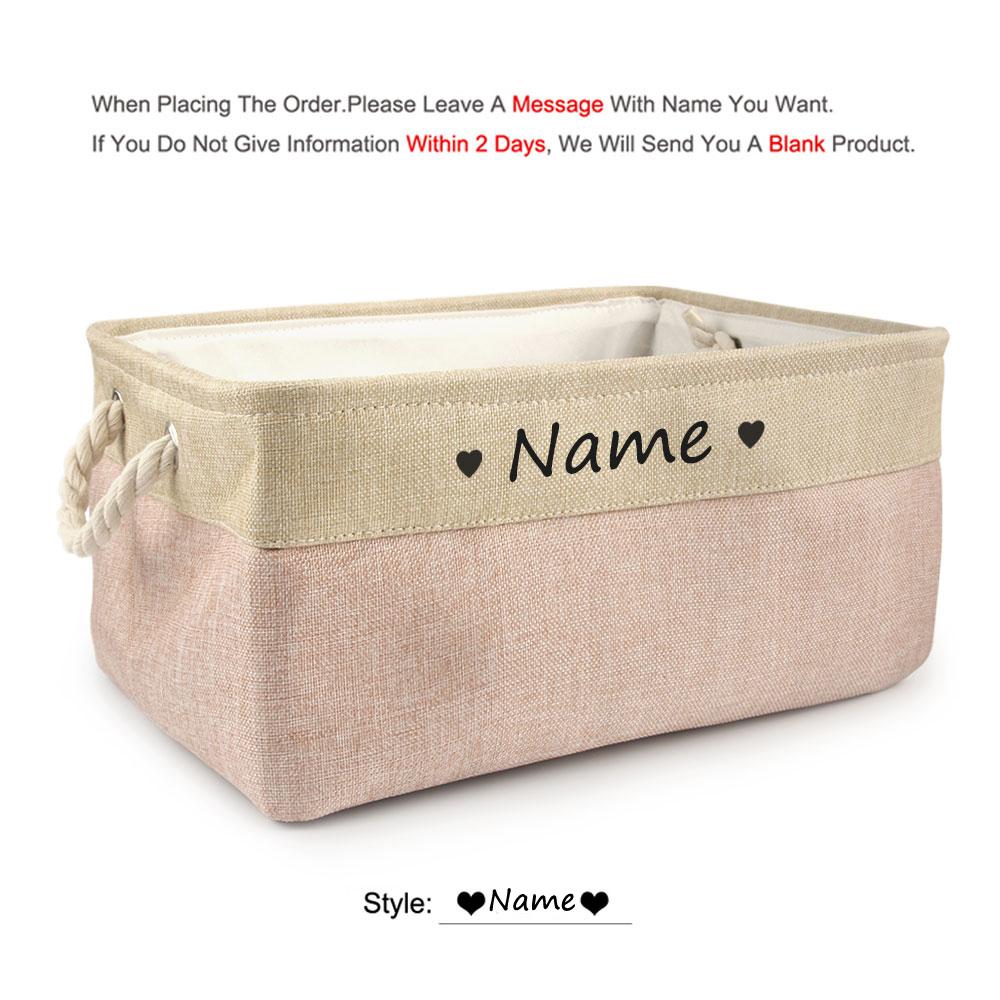 Free Custom Basket Cat Dog Toy Print Name Pet Storage Box DIY Toys Clothes Accessories Foldable Organize Customized