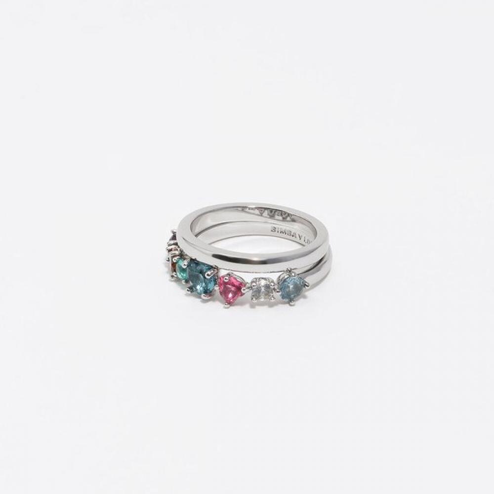 

Bimba Y Lola Silver crYstal Heart Ring Set Of 2 B265air006sid Silver/16
