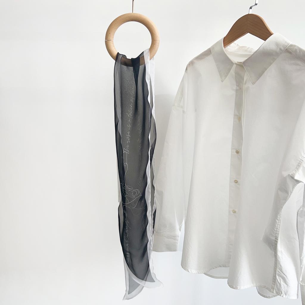 French retro silk scarf summer thin versatile fashion high sense neck long streamer scarf tied hair silk scarf women
