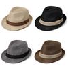 Men's Summer Straw Trilby Hat Sun Protection Lightweight Foldable for Beach Travel Outdoor Activities