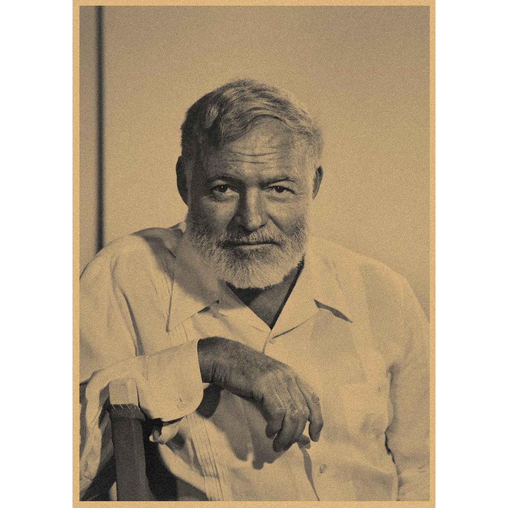 Retro Kraft Paper Hemingway Poster - American Tough Guy Writer Wall Art