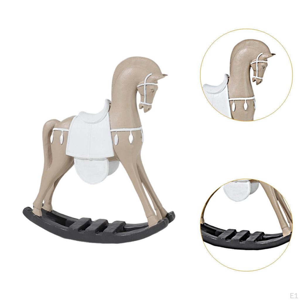 Rocking Horse Ornament Decoration Resin Sculpture Figurine for Porch Table Centerpiece