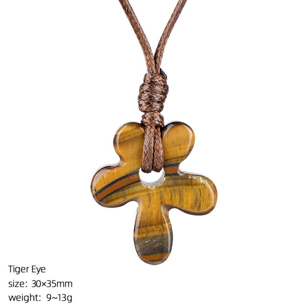 Semi-Precious Agates/Amethyst Necklace Five-Petal Pendant Necklace  Birthday Gifts