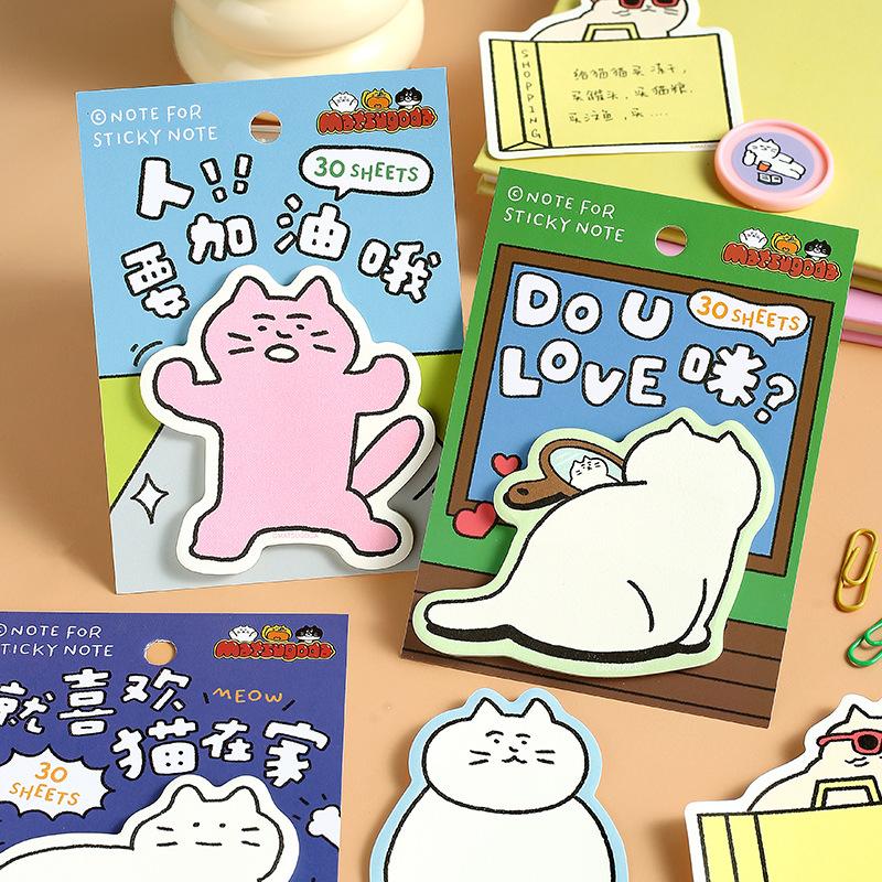30sheets Cute Student Cat Post Notes Cute Student Message Memo Record N Times Posted Memo Pad Writing Pads School Supplies
