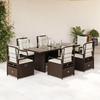 VidaXL 7-piece Brown Rattan Garden Dining Set and Cushions 3262926
