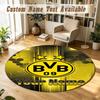 Round Rug Custom NameBorussia Dortmund Pattern Non Slip Carpet Home Floor Decor