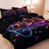 3pcs Set, Neon Cool Game Controller Duvet Cover Set, All-Season Home Dormitory High-Definition Printed Gaming Bedding Set