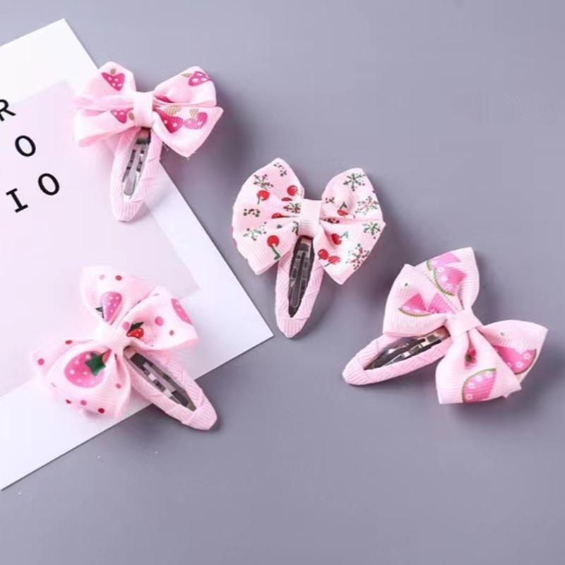 2Pcs Princess Print Bow Girls Hairpins Children Headwear Hairgrip Hair Clips Barrettes Hair Accessories