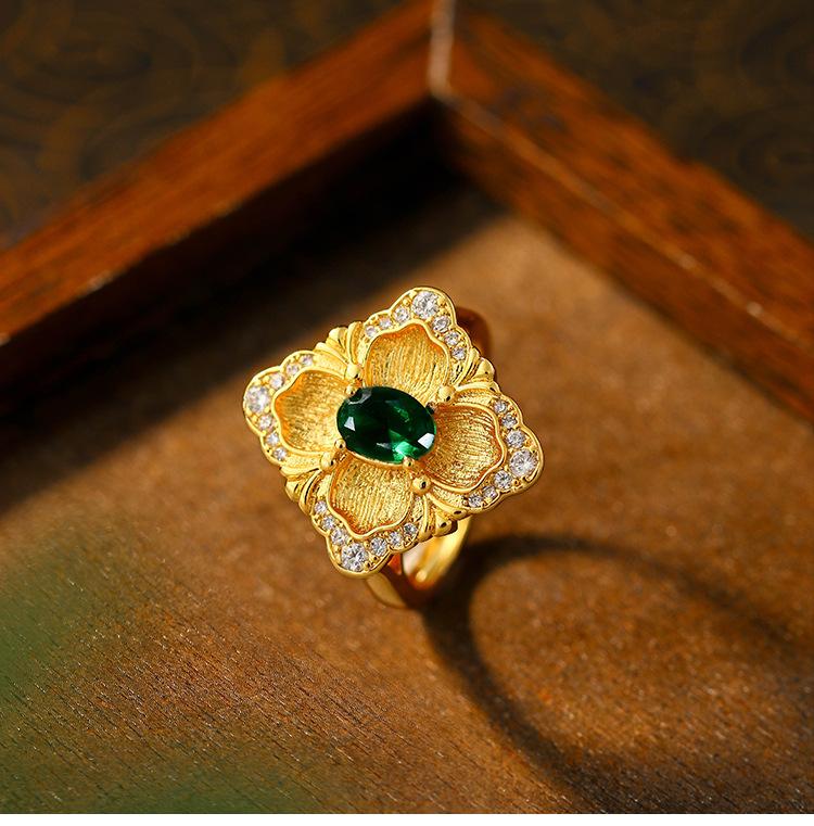 

Женские кольца с золотым покрытием, итальянская ювелирная работа Brati, ретро кольцо-сокровище изумрудного цвета Opening adjustable