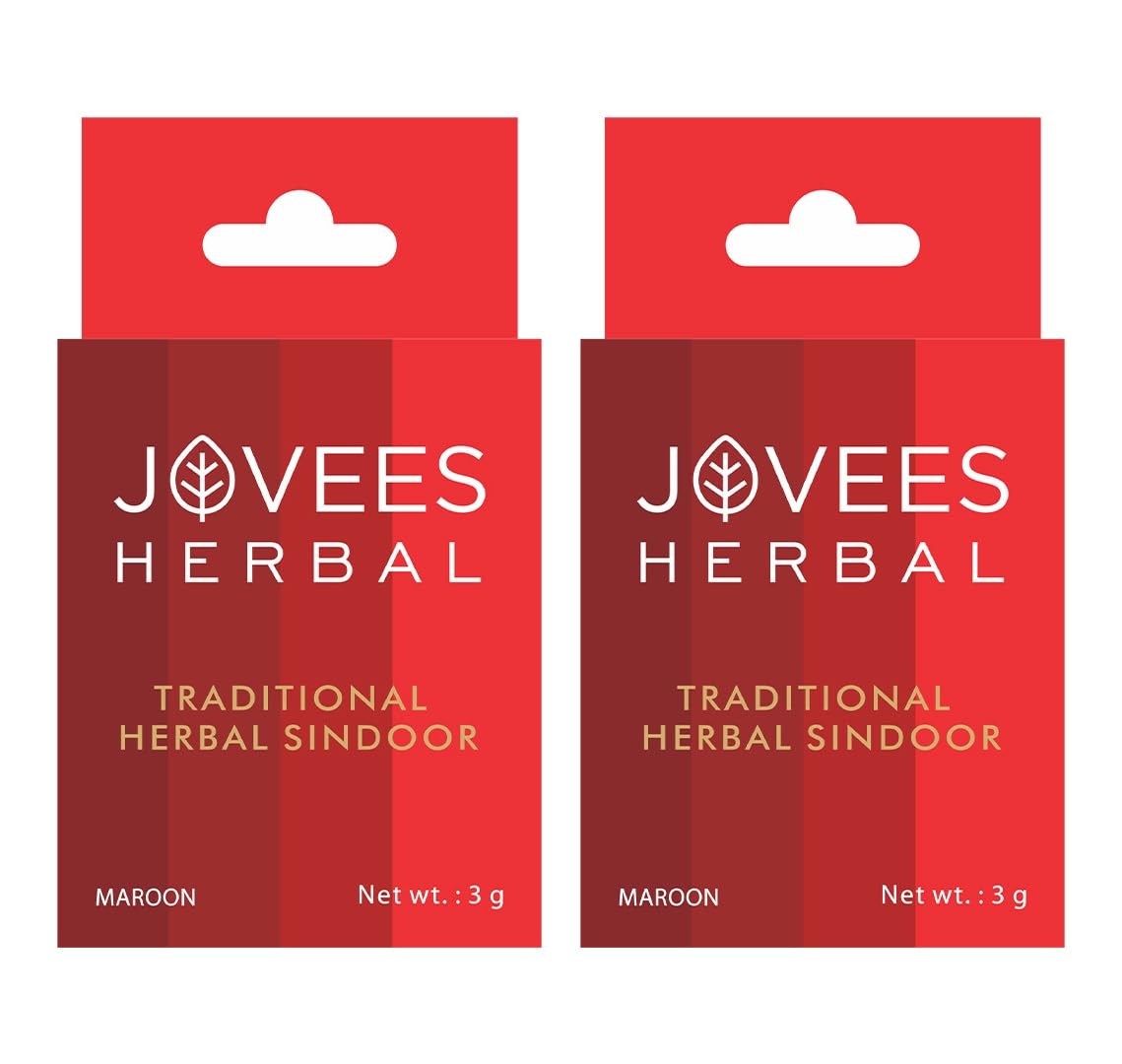 

Jovees Herbal Traditional Sindoor Deep Maroon 3g Pack of 2 Smudge Proof Long Lasting Intense Color