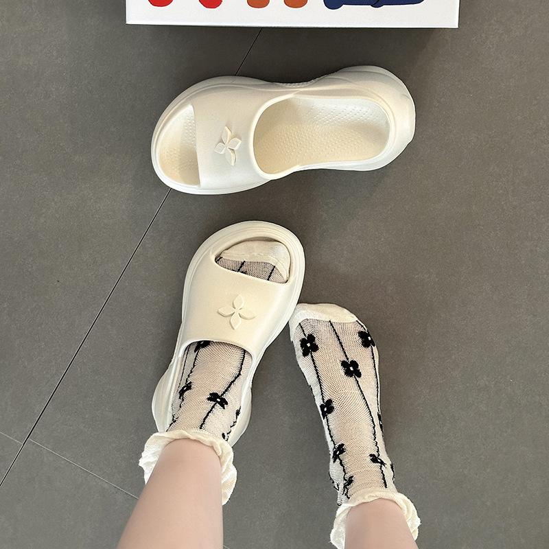 [BRSO] Casual Thick-soled Heightening Sandals Women's New Summer Wear Cross Flower Beach Cool Slippers Tide