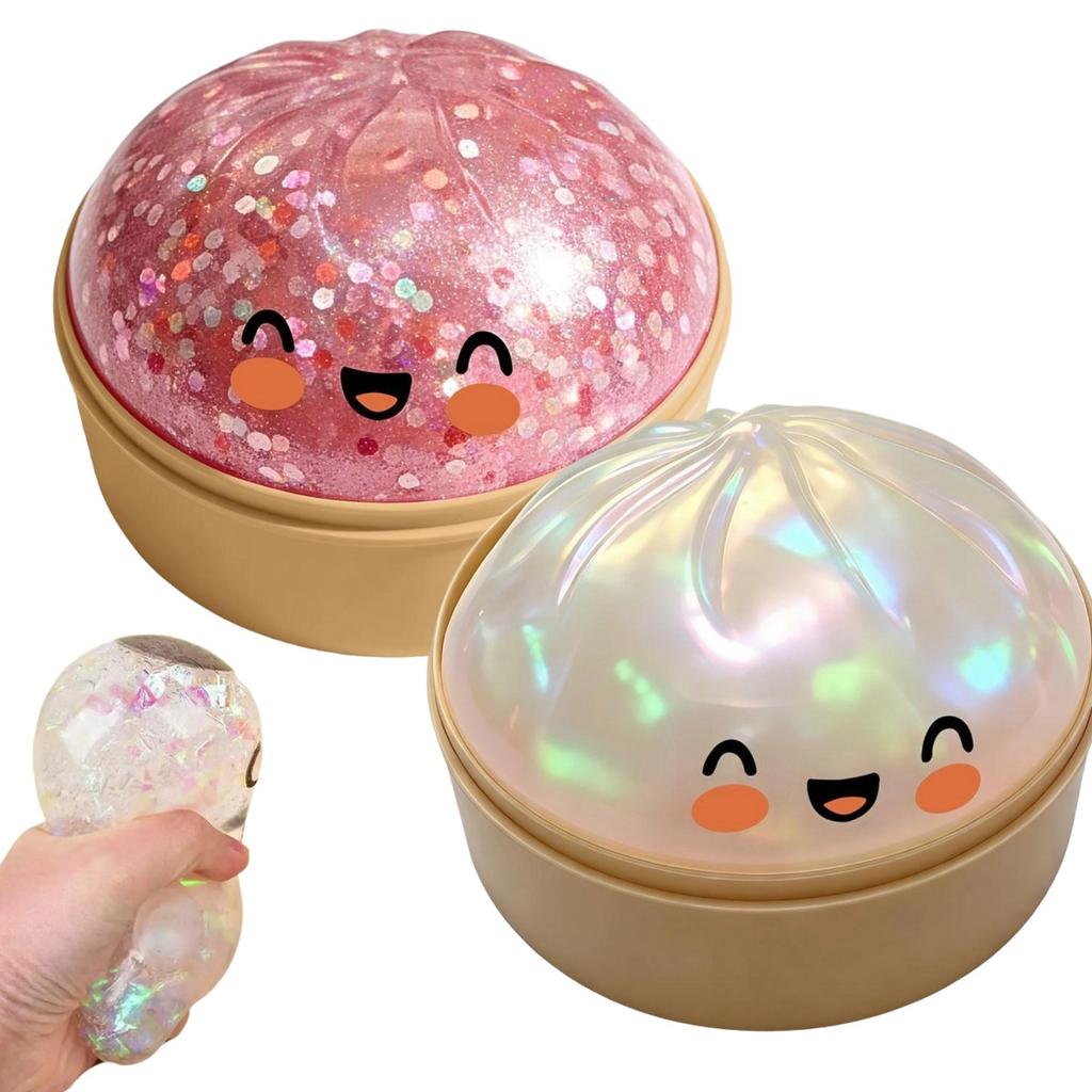 Slow Rising Dumpling Bun Toy Realistic Squishy Steamed Bread Stress Ball Stretchy Decompression Fidget Toy Desk Travel Gift
