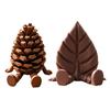 Handheld Flexible Hinge Figurine 3D Printed Pinecone & Leaf with Posable Jointed Legs, Decoration Articulated Desktop Decor, Forest-Themed Shelf