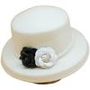 Black And White Camellia Pearl Elegant Celebrity Hepburn Bell Top Hat Women'S Wool Felt Fisherman Basin Hat Retro
