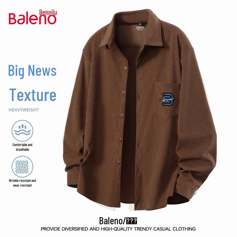 Мужская вельветовая рубашка с длинным рукавом Baleno 3XL