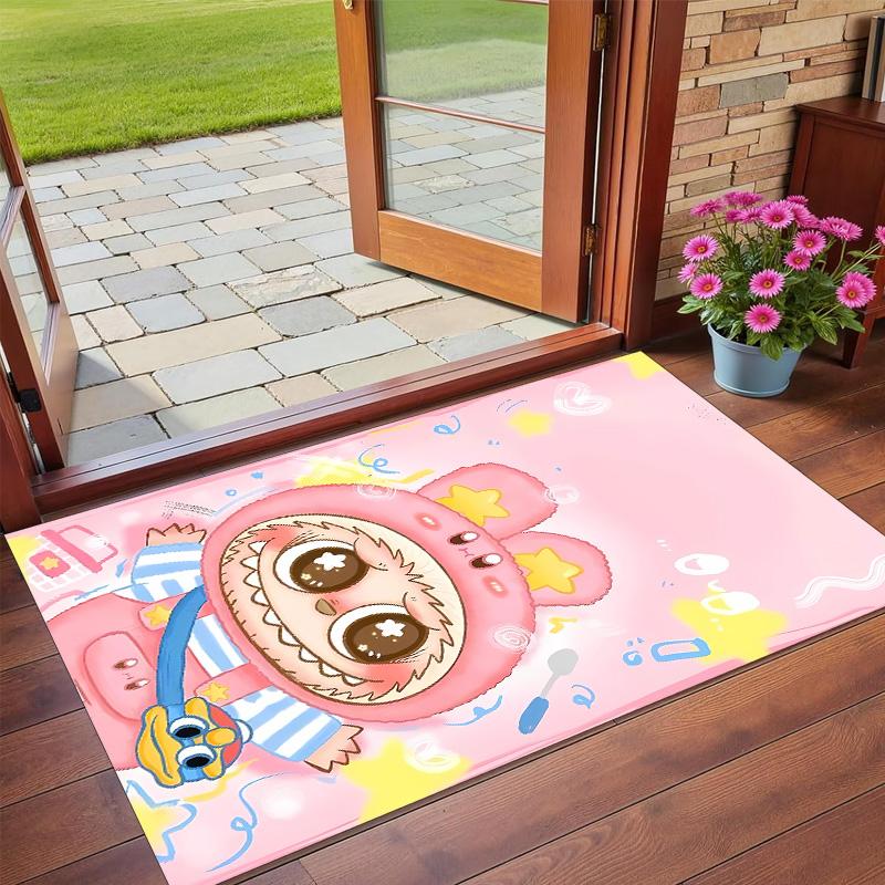 Anti‑Slip Crystal Velvet Floor Rug, Labubu Design Carpet for Indoor Living Bedroom Home Decoration