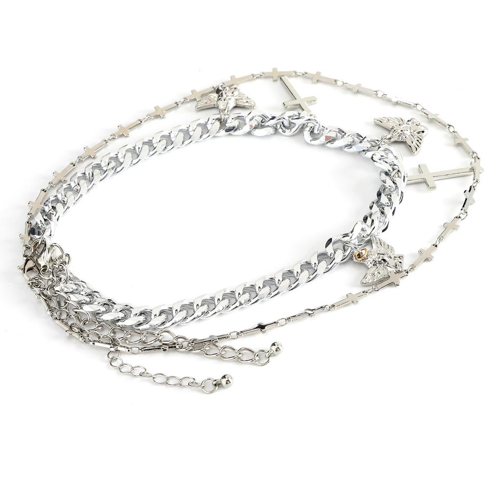 2 Stück Kette Choker Halskette Hip Hop Kreuz Anhänger Halskette Schmuck Kleidung Accessoire