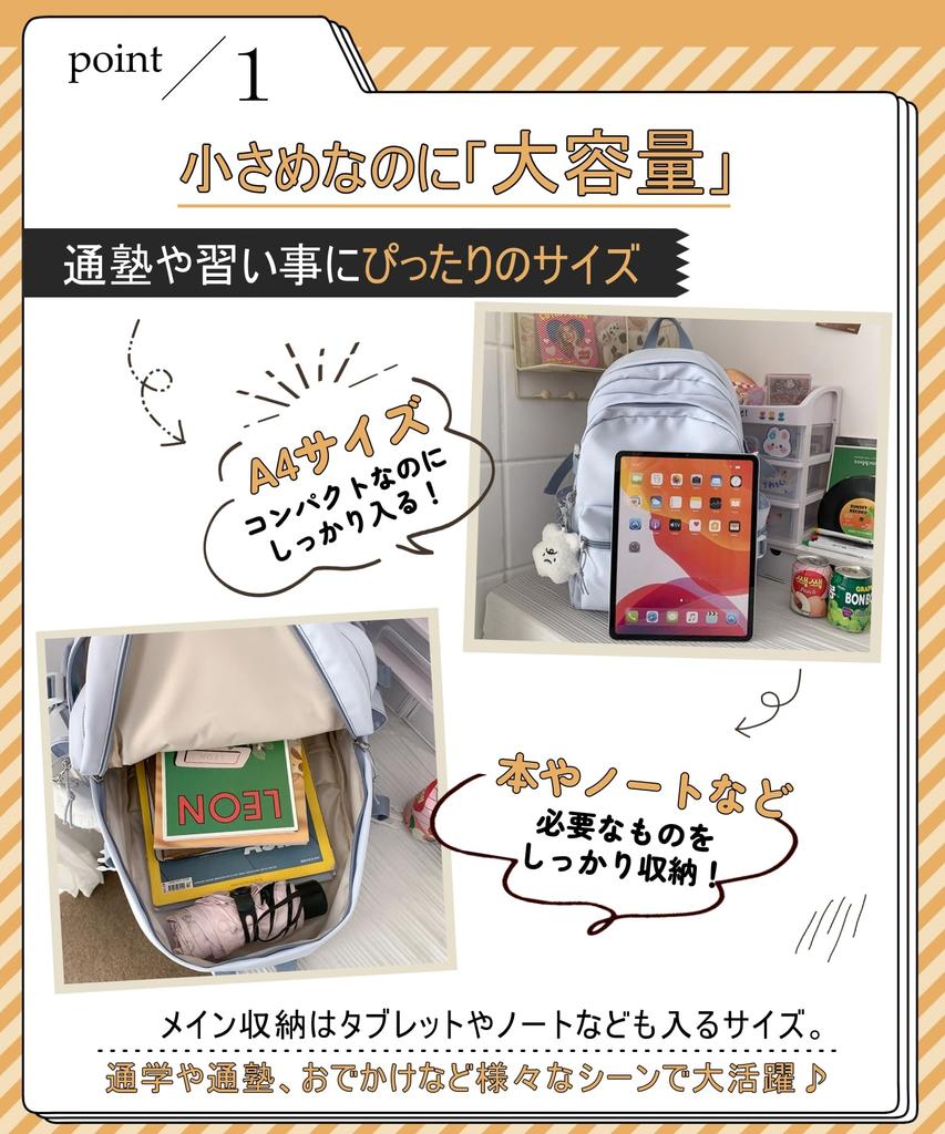 Raizm Large Capacity Korean Perfect for High and Middle School A4 Travel Women's Backpack, Design, College, School, Students, Size, (Light Blue)