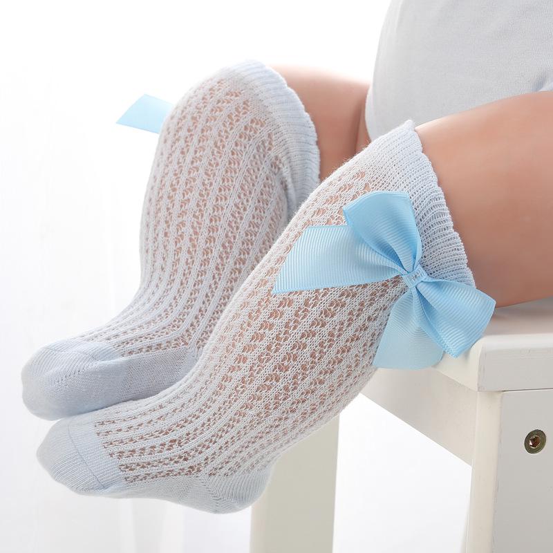 

5-Color Lightweight Baby Knee-High Bow Socks for First Birthday M: 12-15CM, 12-24 months
