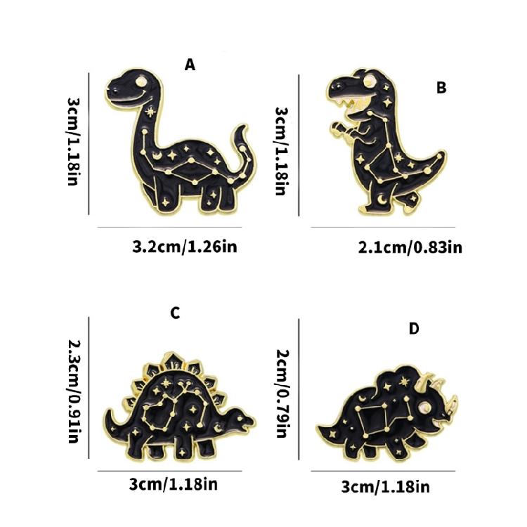 Versatile Black Dinosaur Zodiacs Brooch Constellations Themed Animal Pin Badge Handmade Gift for Fashion Enthusiasts